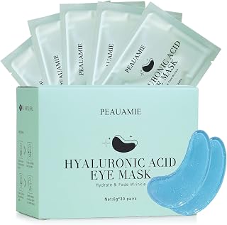 PEAUAMIE 24K Gold Hyaluronic Acid Under Eye Patches, 30 Pairs - Reduce Dark Circles, Puffiness & Wrinkles