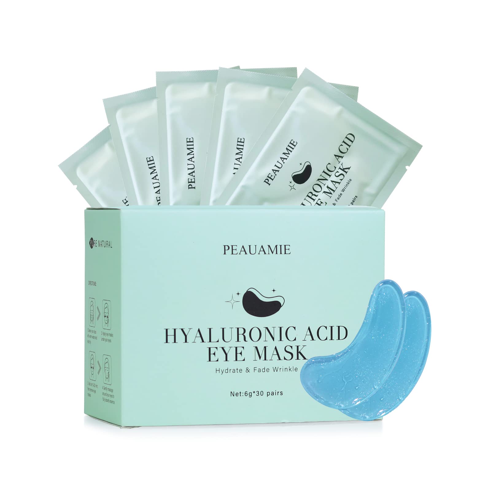 Under Eye Patchs Hyaluronic Acid Eye Mask for Dark Circles and Puffiness Wrinkle Eye Bags 30 Pairs