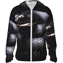 Men's Sun Shirts UPF 50+ Black Snake Sun Protection Hoodie Lightweight Long Sleeve Rash Guard