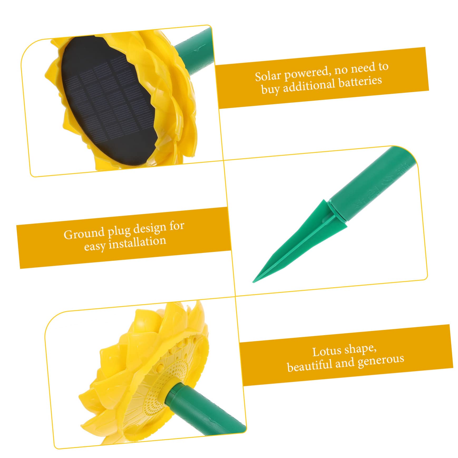 KOMBIUDA Altoparlante Solare a Forma di Loto, in Plastica Gialla, 500mah, per Esterni e Giardino, Riproduce Canti Buddisti