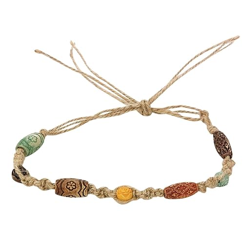 Natural Craft Kit – Juego de collar y pulsera – 24 madejas de cordón de cáñamo – Unisex divertido, S, Cáñamo