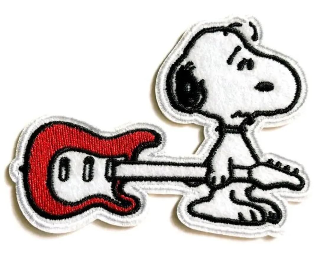 Hobbies and Patch Iron On Embroidered Patch Dog Peanuts Guitar Punk Hard Rock Heavy Methal Studs Pop Rap Star Iron On Or Sew On Decoration Backpack Sweatshirt Knit Bag Jacket Jeans Applique