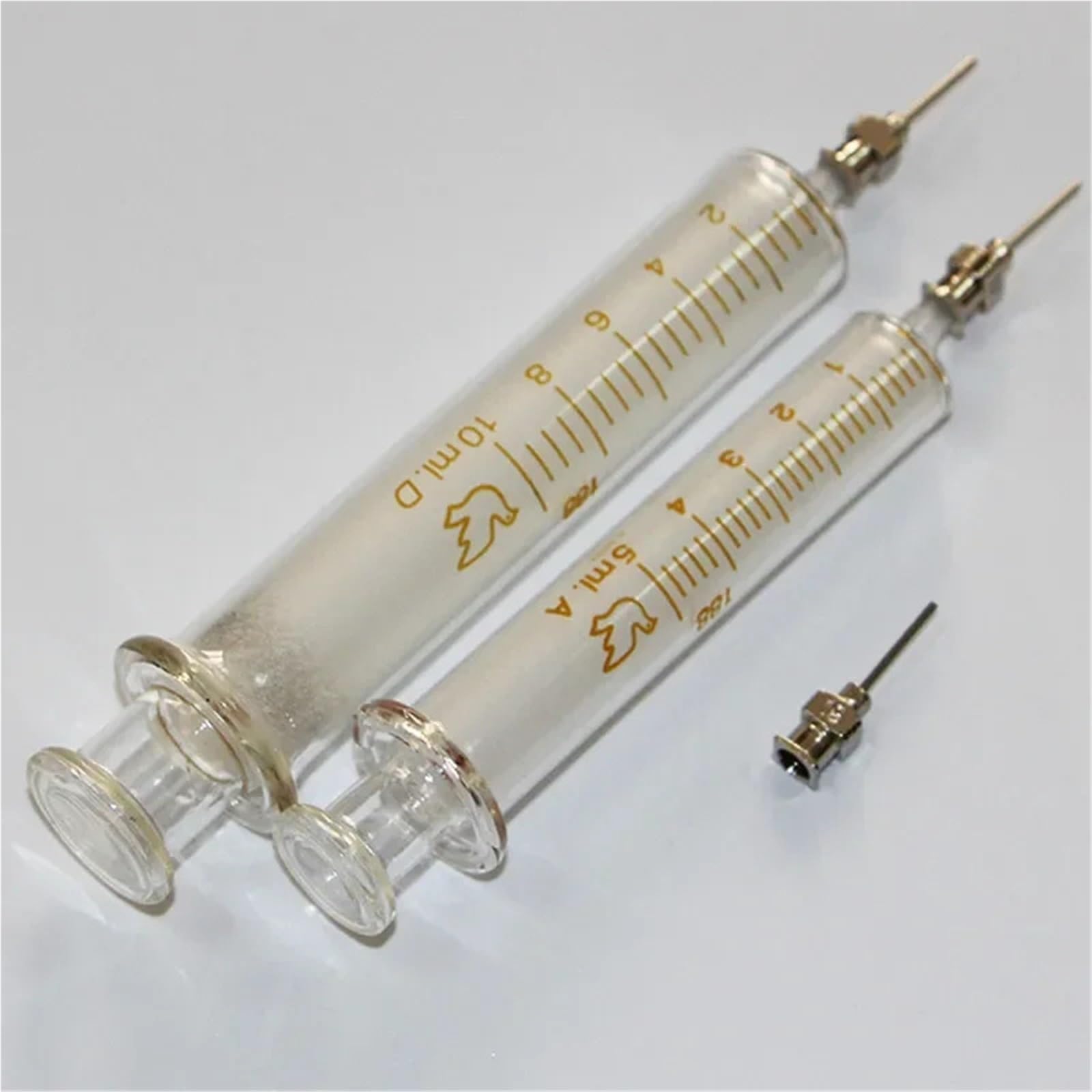 Seringue en verre avec aiguille en métal, 5 ml/10 ml pour réparation de téléphone et huile de soudure (5 ml avec 10 ml)