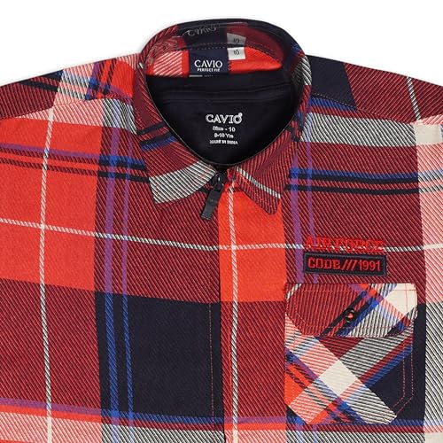Image of CAVIO Boys Regular Fit Checkered Casual Shirt with T-Shirt