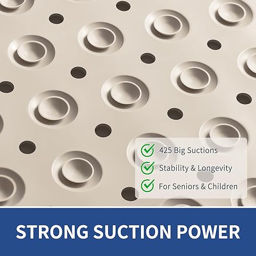 Miniatura 3 de OTHWAY Tapete de ducha extra grande de 47 x 32 pulgadas, tapete de ducha antideslizante de TPE para cabina de ducha, tapete de ducha interior con