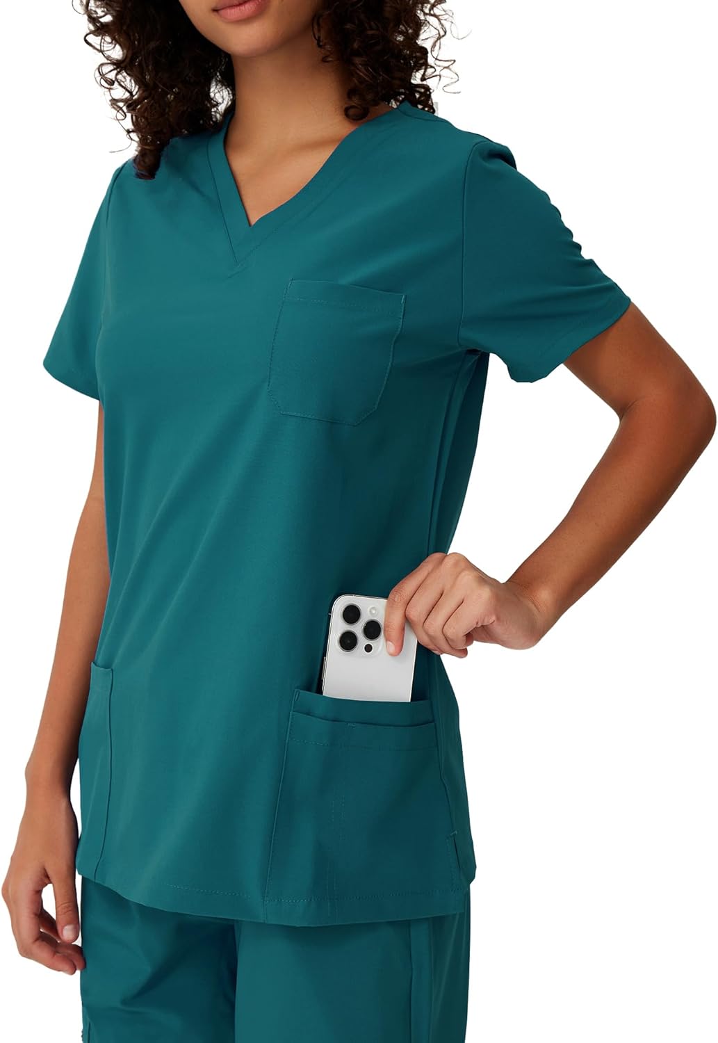 Scrubs for Women, V-Neck Scrubs Top & Cargo Pants with 10 Pockets - Image 4