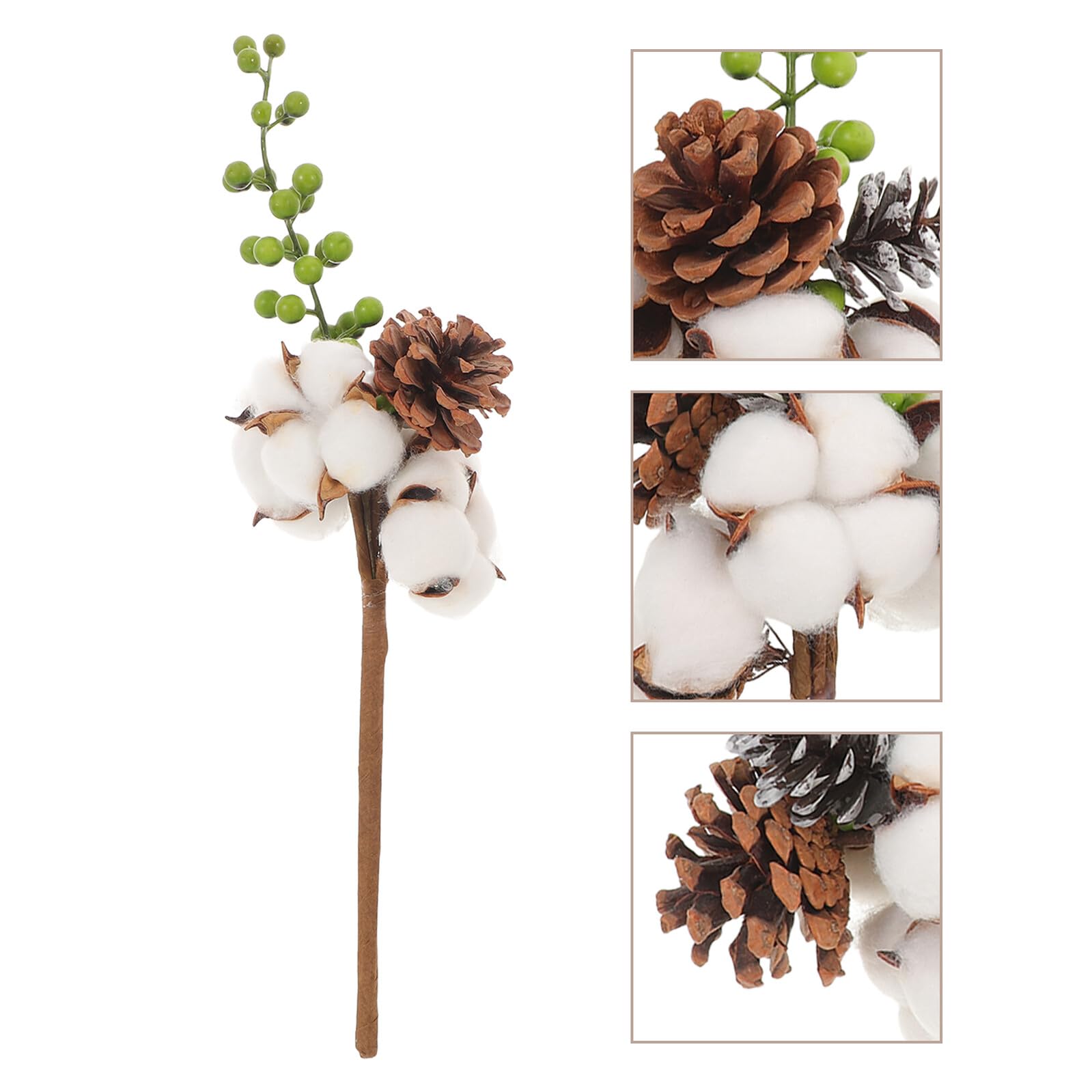 Branches de Coton Séchées 4 Pcs Vertes Tiges de Fleurs Naturelles pour Vase Décoration de Fleur Automnale Rustique Bouquets DIY Centre de Table Salon Chambre