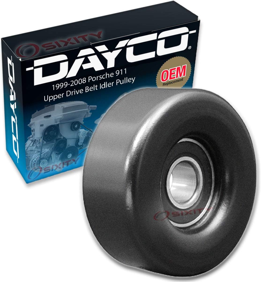 Dayco Upper Drive Belt Idler Pulley compatible with Porsche 911 3.4L 3.6L 3.8L H6 1999-2008