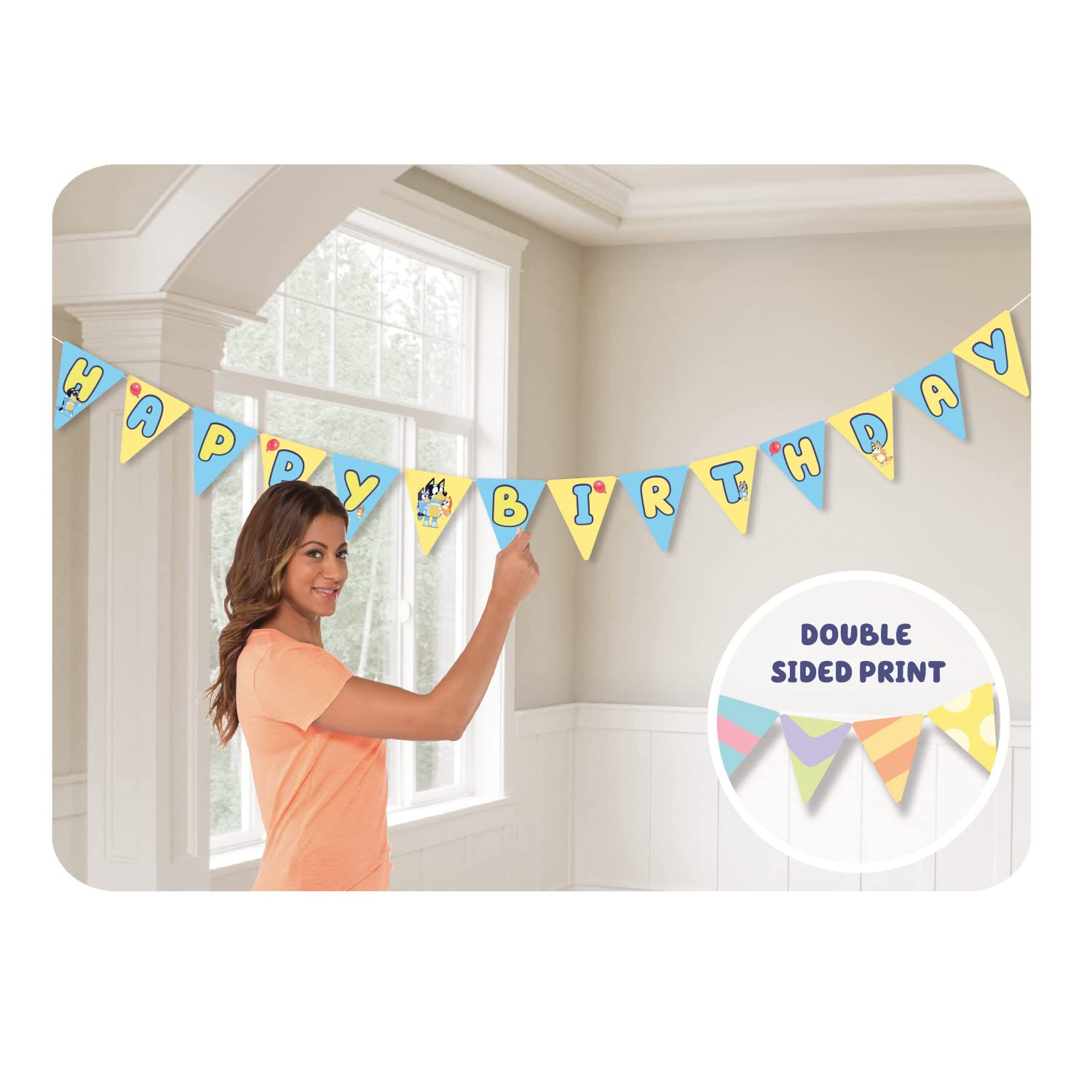 amscan 9915384-4.5m Bluey "HAPPY BIRTHDAY" Bunting Banner — image 1