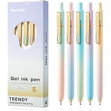 Cute Gel Pens,5 Pcs 0.7mm Retractable Quick Dry Black Ink Pens