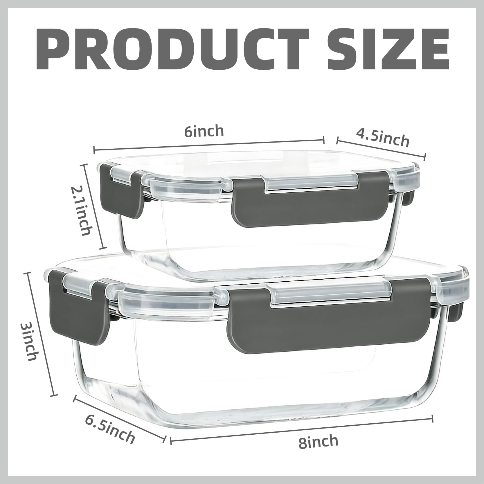 MEETOZ Glasbehälter mit Deckel, 10 Stück, Glas-Lunchbox mit BPA-frei, stapelbar, hohe Temperaturbeständigkeit, für Gefrierschrank, Mikrowelle, Backofen, Gefrierschrank und Spülmaschine