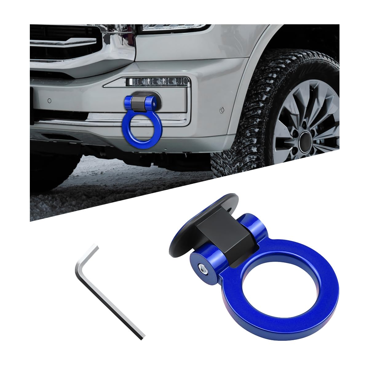 Tow Hook Kit Ring Shaped Car Tow Hook Decor Aesthetic Adorn Set ABS Racing Style Bumper Trailer Hitch