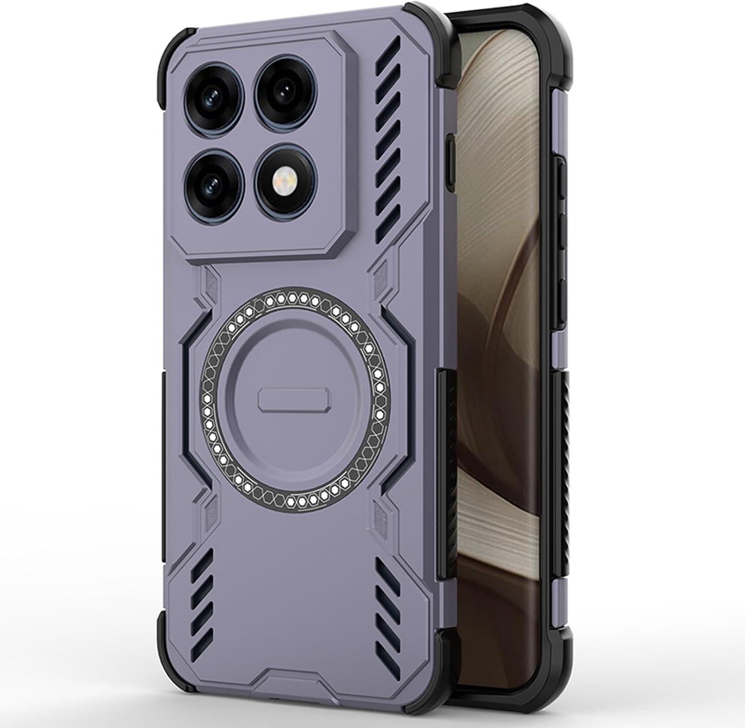 YUXING Case for Samsung Galaxy A55 5G - Magnetic Shockproof Armour Case with 360  Protection Military Grade Dual Layer PC+TPU Non-Slip & Anti-Fingerprint Purple