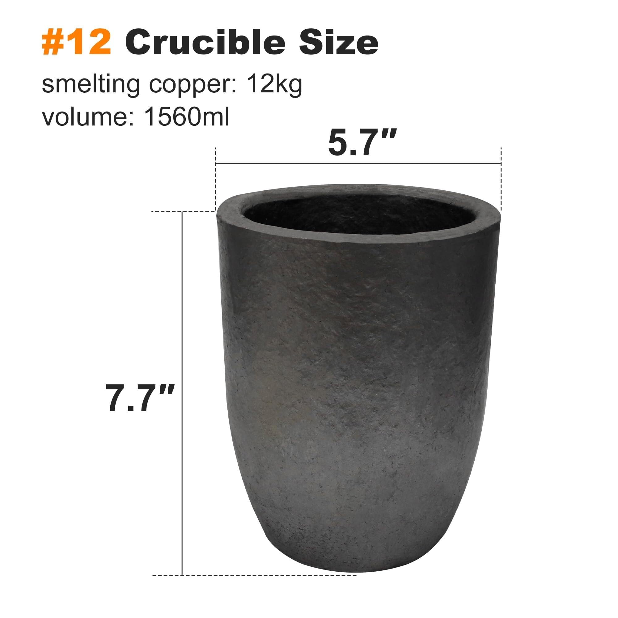 Crisol de Grafito para Fundir Aluminio, Oro, Plata - Alta Temperatura 1800°C, Duradero, 11 Tamaños(#12-12KG)