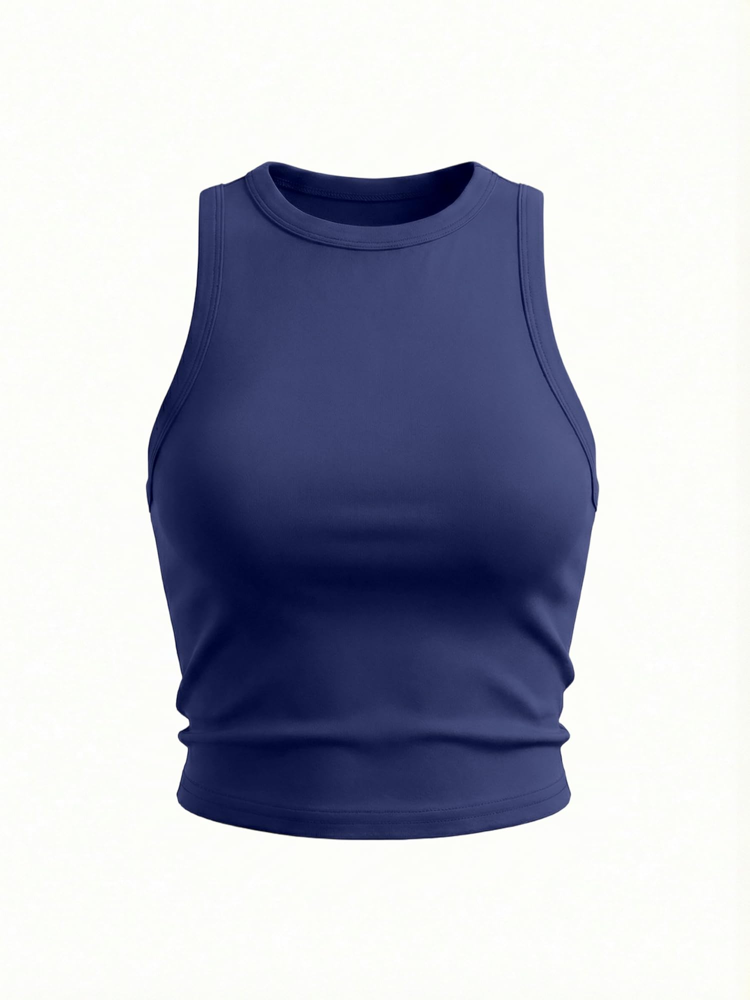Camiseta corta atlética y elegante de cuello alto para mujer, acanalada, sin mangas, para ropa de calle y gimnasio — view 4