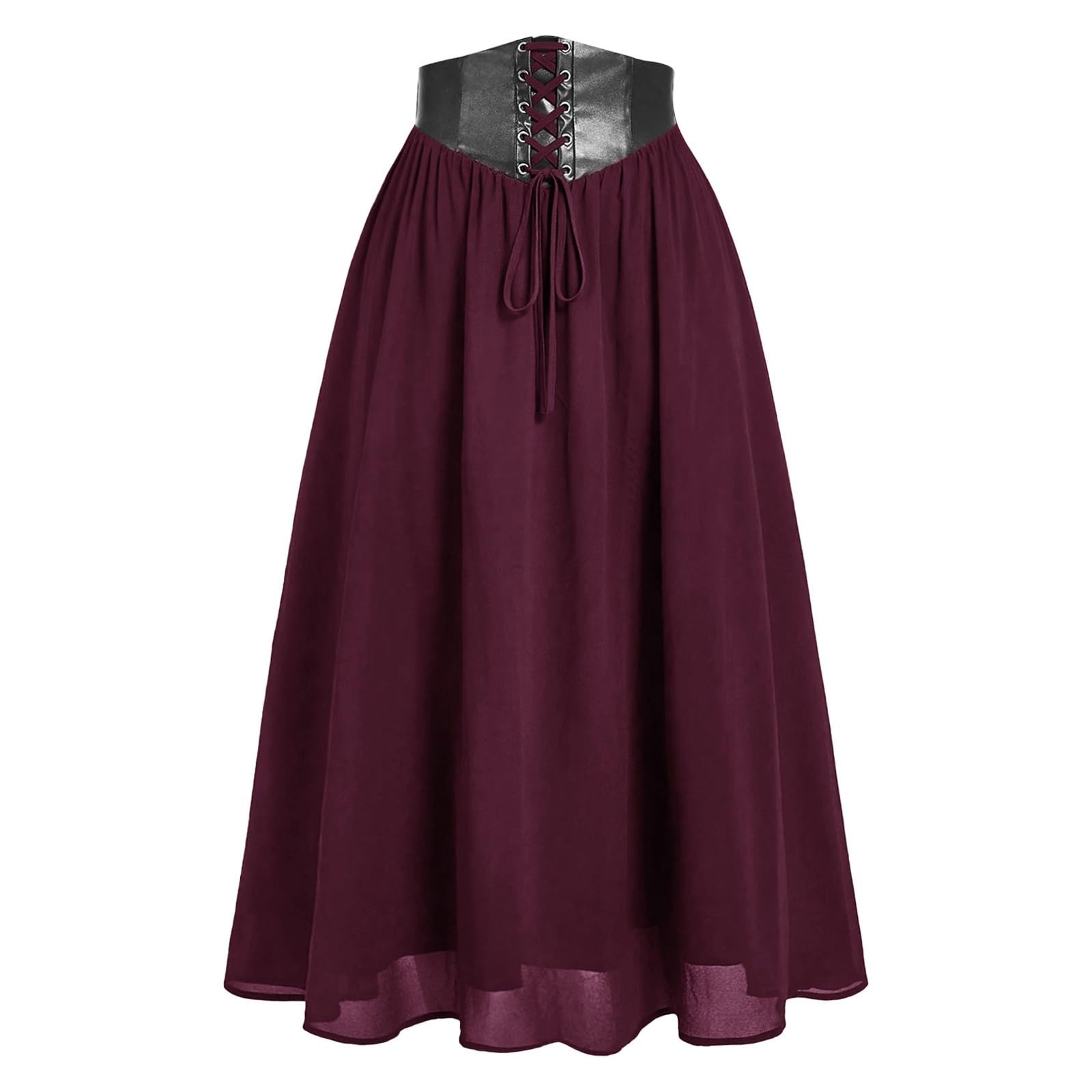 Gonna tradizionale da donna in stile vittoriano medievale, a vita alta, linea ad A, con volant, vintage, per il tempo libero, Halloween, gotica, steampunk, per feste, elasticizzata