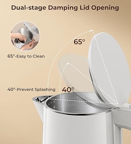 Miniatura 8 de Tetera eléctrica, 1.0L 1200W de calor rápido con apagado automático, a prueba de hervir y secar, 7 tetera de control de temperatura, calentador de