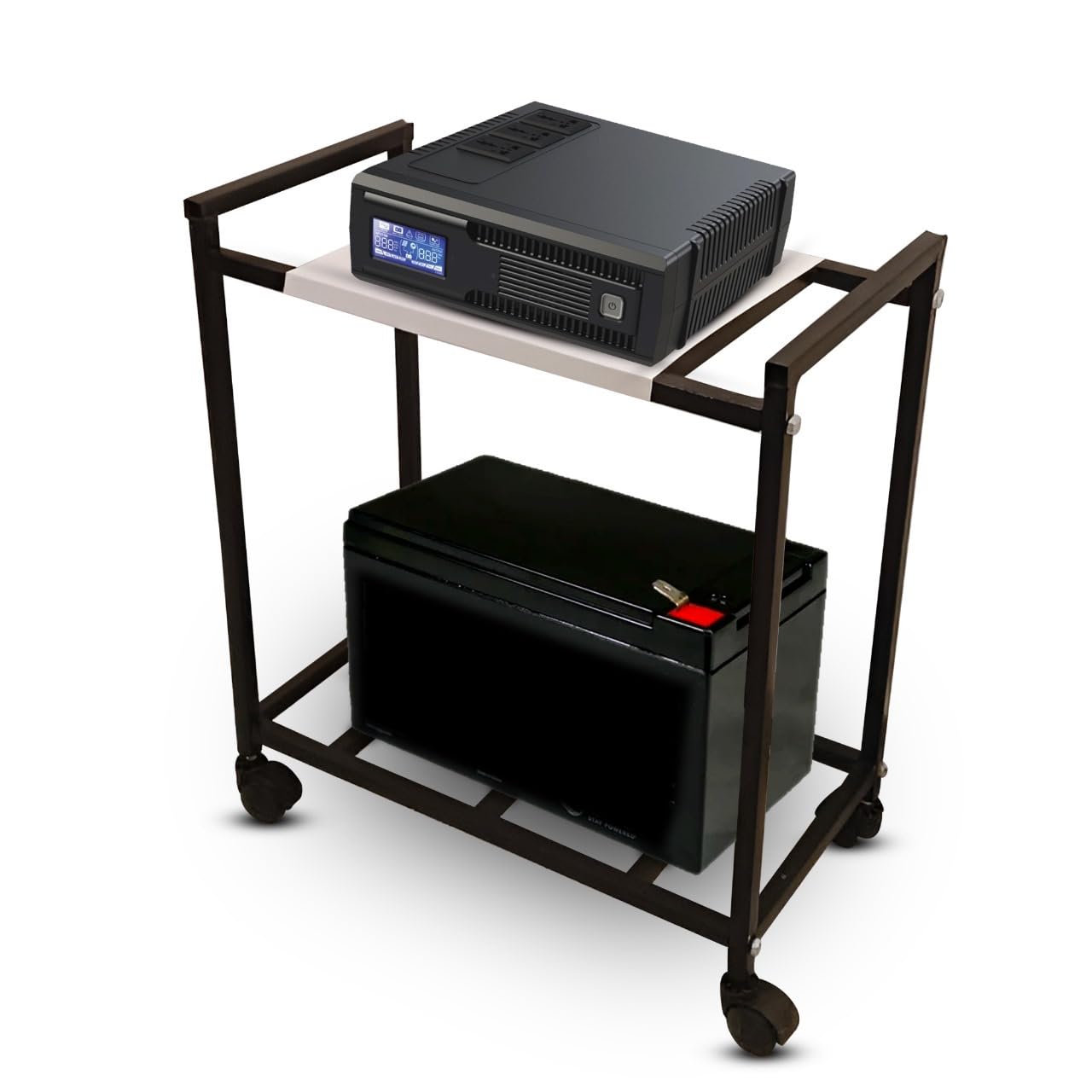 Mumma's Life- Inverter Trolley for Home Trolly, Inverter Battery Trolly, Inverter Stand for Home, Inverter Trolley, Metal Inverter Trolly (Black) (Single Inveter Trolley)