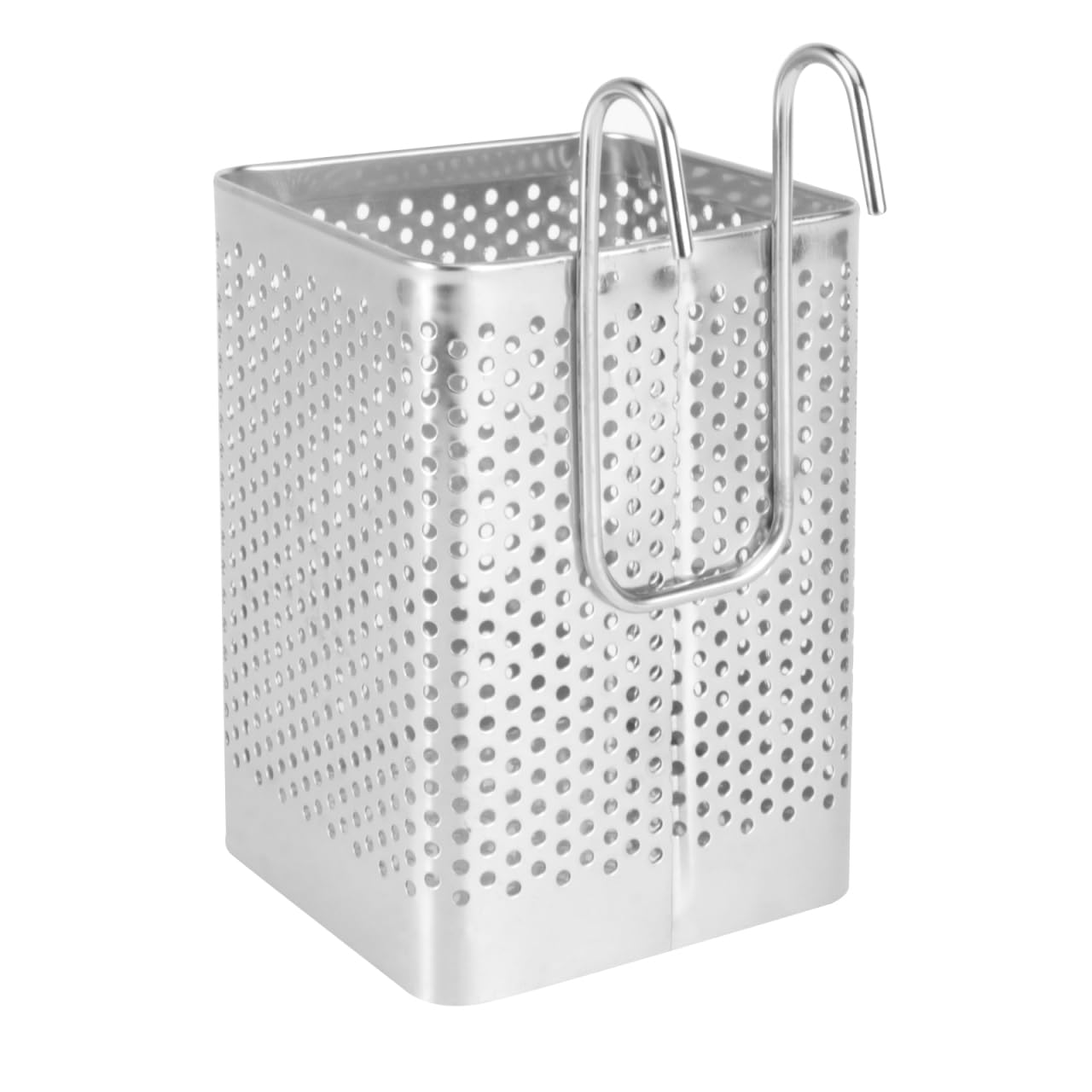 PRETYZOOM Stainless Steel Hanging Chopsticks Holder with Hooks Perforated Utensil Drying Rack and Storage Box for Kitchen Cutlery Organizer Space-Saving Design