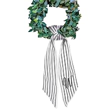 Monogrammed Front Door Wreath Sash Custom Embroidery Outdoor/Indoor Decoration for Easter, Porch, or Party, Farmhouse Style 50-Inch Waterproof Wreath Ribbon
