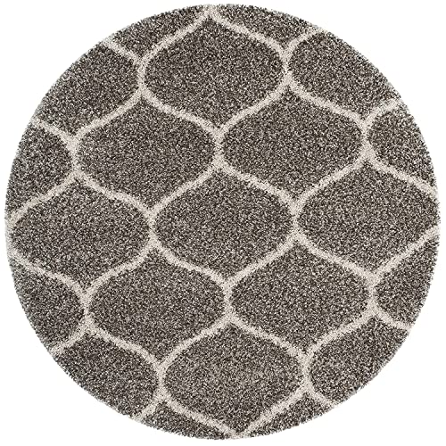 Image of Moroccan Design Microfiber Hand Woven Shaggy Carpet Collection with 2 inch Pile Height Carpet for Living Room Size 8x11 feet coular Lgrey /Ivory