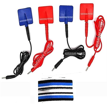Narayani Traders Ift Physiotherapy Wires 4 Pads And Straps Electrotherapy Pain Relief (Set of 4)