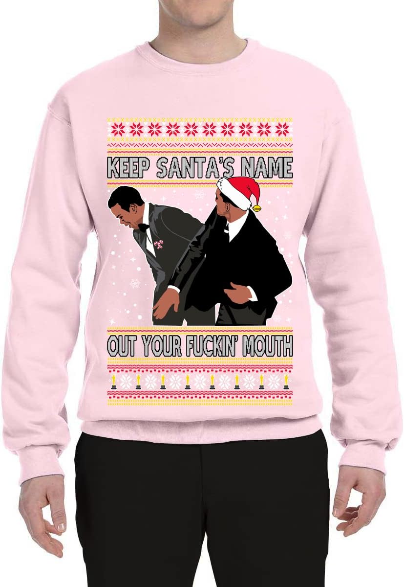 Wild Bobby Slap Meme Award Show Keep Santa's Name Out Your Mouth Ugly Christmas Sweater Crewneck Sweatshirt