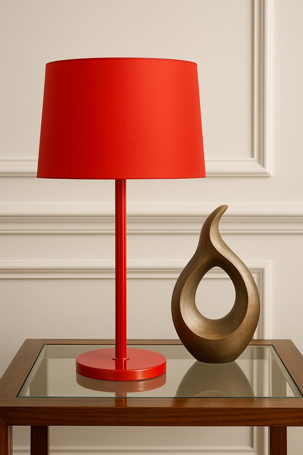 Modern & Elegant Glow Table Lamp with Red Pole Base & Red Shade – 24 inch Height, 9W bulb, E27 Holder | Modern Bedside & Desk Lamp| Home Decor| Living Room & Bedroom | Office lamp | Gift Item