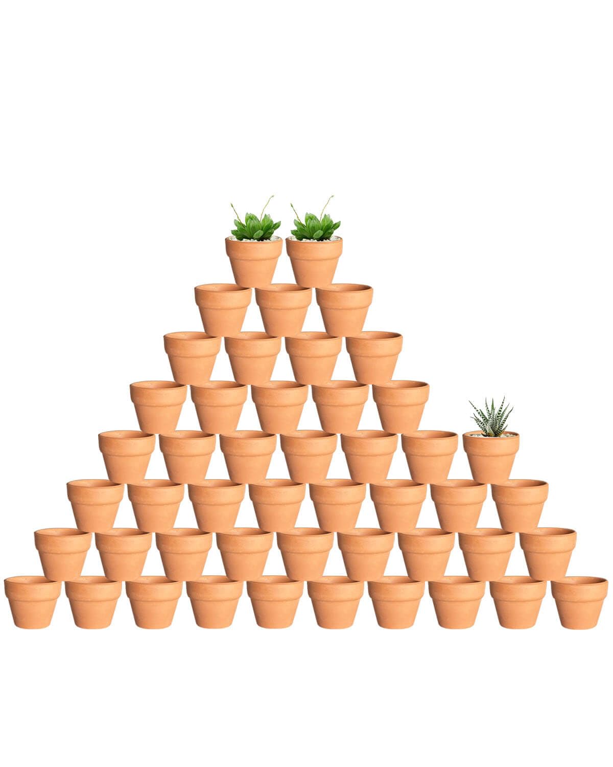 Photo 1 of 2 Inch Terracotta & Clay Plant Pots with Drainage Hole - 48 Pack Mini Terra Cotta Pots for Indoor Outdoor Plants, Breathable Unglazed Classic Planter Pots for Succulents, Herbs, Flowers
