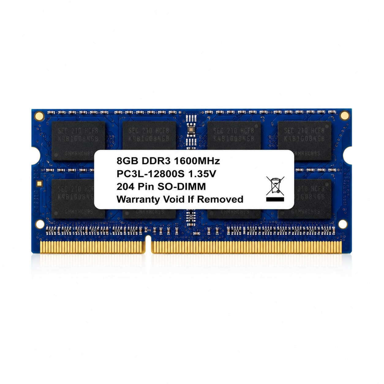 16GB Set (2 × 8GB) DDR3L-1600 Notebook Memory Module PC3L-12800S 1.35V Low Voltage 204 Pin SO-DIMM Dual Channel Strip Compatible with Mac/Intel/AMD