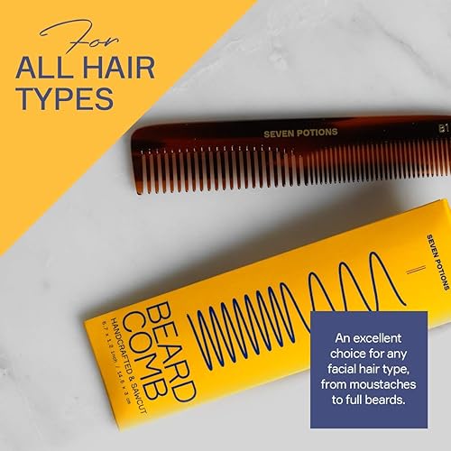 Miniatura 8 de Peine para el cabello para hombres de 7.1 pulgadas, dientes finos y gruesos para cabello, barba y bigote hecho a mano y corte de sierra (peine para