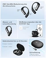 ACEFAST AceFit Air Nyitott Fülhallgató Bluetooth 5.4 Alkalmazással, Ultravékony Sportos Fejhallgató, Kényelmes Viselet, IP54 Védelem, Erőtel 6