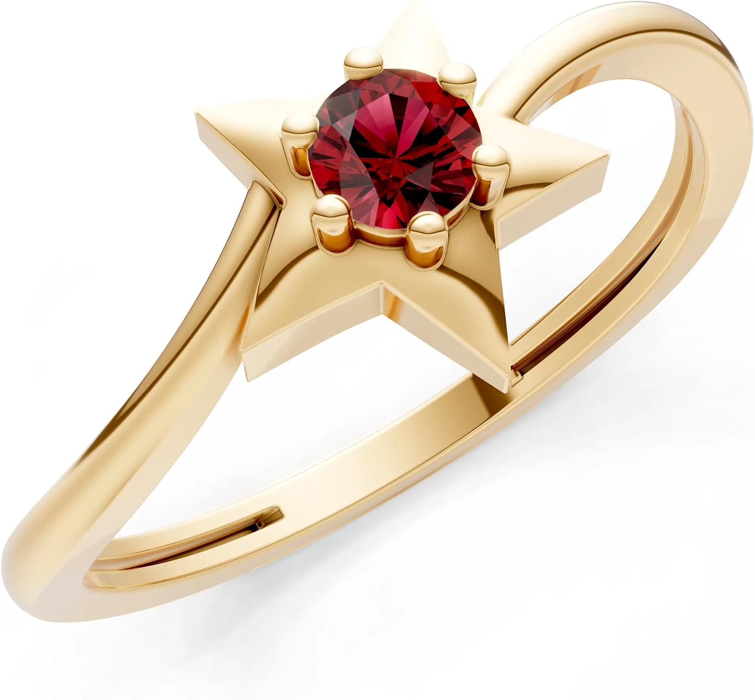 PEORA Round Cut Garnet Stackable Band Available in Solid 10K, 14K or 18K Ring – White, Yellow or Rose Gold