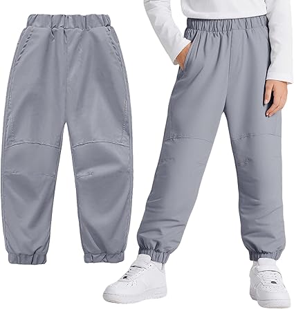 Hoseay Meisjes Wandelbroek Waterdicht Winddicht Trekkingbroek Ademend Mesh Voering Joggingbroek Elastische Taille Met Zakken Outdoor Broek voor Kinderen Maat 158-164, Roze