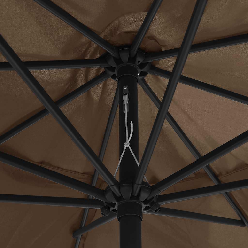 Parasol przeciwsłoneczny z metalowym masztem, kolor taupe, odporny na działanie promieni UV, wiatroszczelny, składany, balkonowy, tarasowy, z korbą, do ogrodu, na zewnątrz