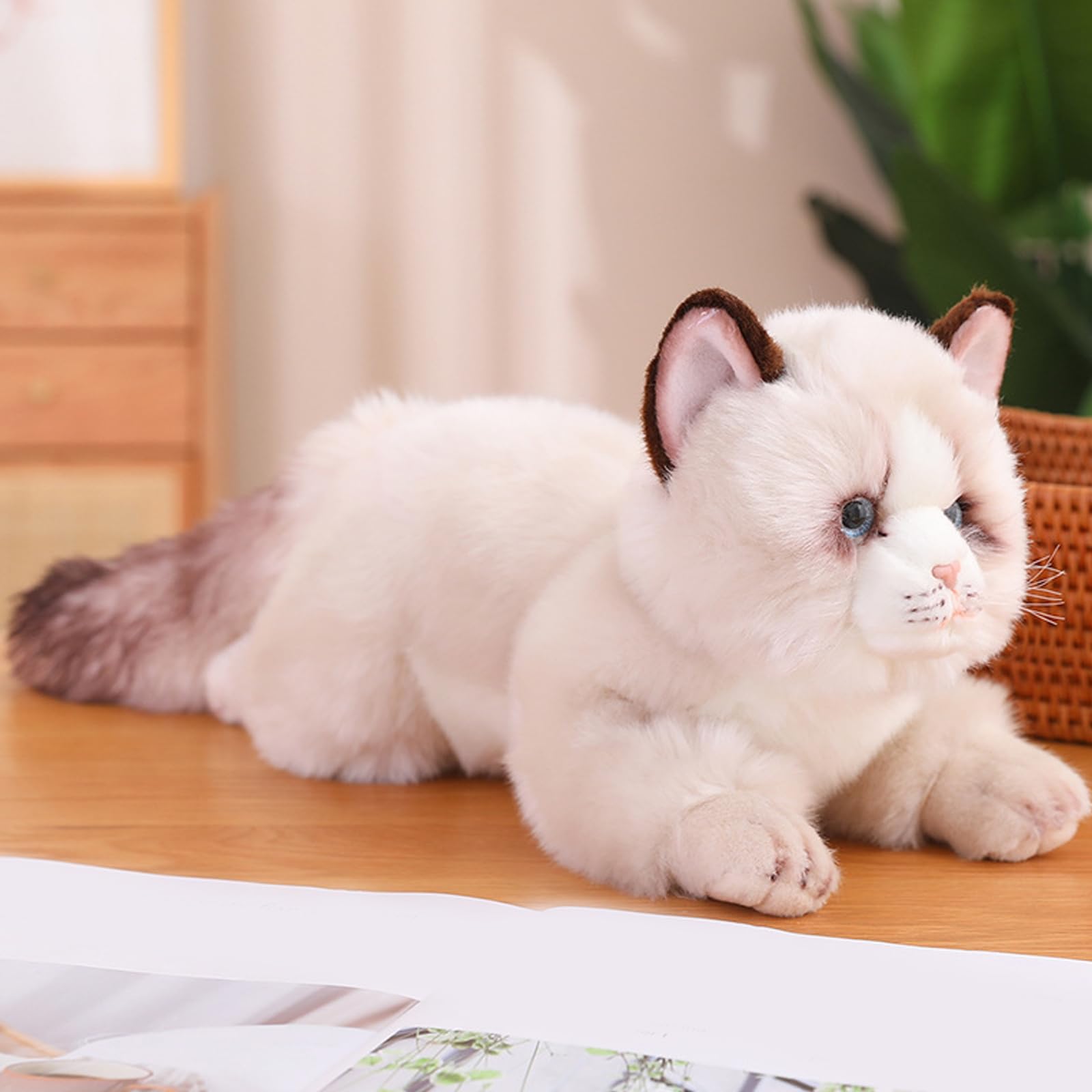 Generisch Juguete de peluche realista similar a la vida para perros y gatos, postura suave, compañero de animales, regalo para niños y niñas, perro de peluche realista