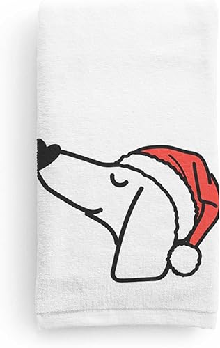 Miniatura 15 de Inkopious Toalla de mano decorativa con sombrero de Papá Noel, diseño de bulldog francés, decoración navideña para el hogar