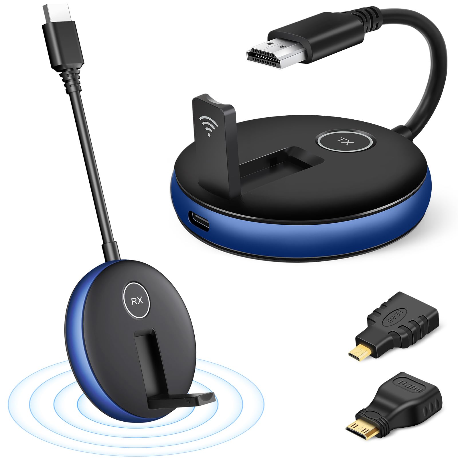Wireless HDMI Transmitter and Receiver- Wirelessly Simultaneous Multi-TV Expansion (UP to 4RX), 50M/165FT 2.4G/5.8G @60Hz, Plug and Play Extender Kit, Stream Video to HDTV/Monitor from Laptop/PC