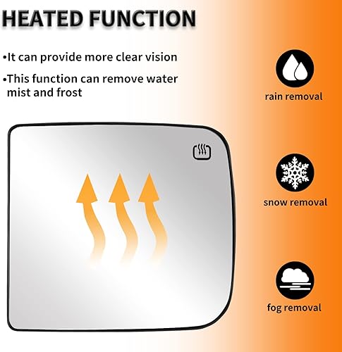 Miniatura 10 de Espejo retrovisor lateral del conductor, espejo de paso izquierdo, vidrio plano, espejos de remolque con soporte trasero y repuesto calefactable