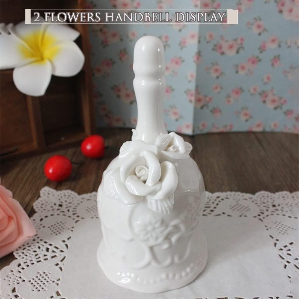 MbeLLO Handglocke, Handglocke, Hochzeitsglocken, Serviceglocke im europäischen Stil, kreative handgefertigte Keramik-Handglocke, (Farbe: Weiß A, Größe: 5,1 * 3 Zoll * 2) (Farbe: Weiß A, Größe: