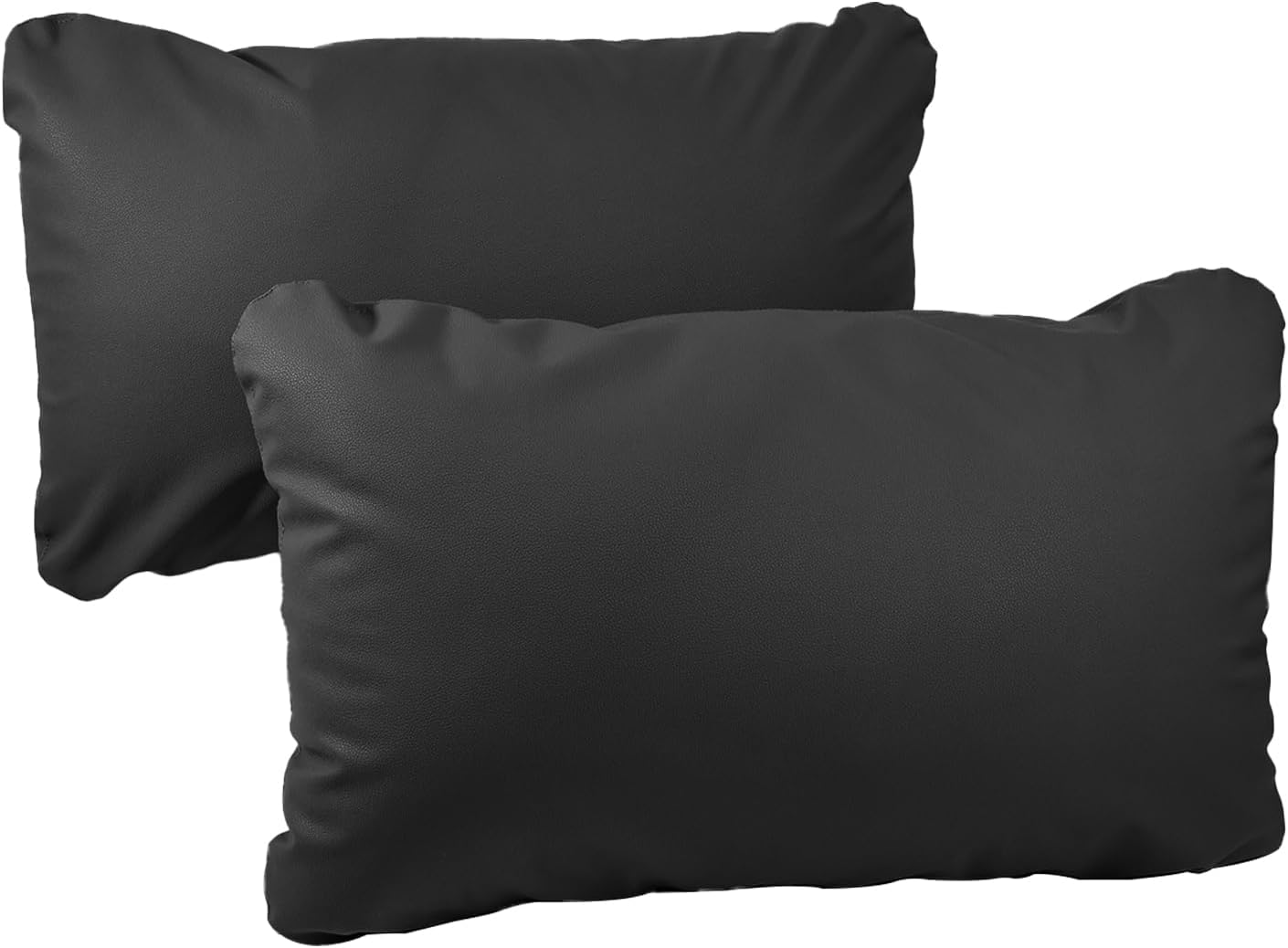 Throw Pillow Covers 18.5''x29'' - Pack of 2 Stylish Faux Leather Cushion Covers, Durable Decorative Pillowcases for Home, Sofa, and Bed (Black)