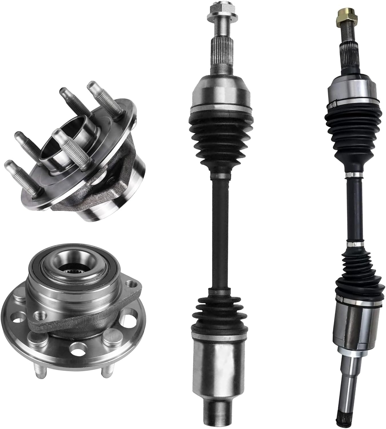 [2.4L] Front Left and Right CV Axle and Front Wheel Bearing Hub for 2010-2017 Chevy Equinox GMC Terrain, 2011 2012 2013 2014 2015 2016 Shaft Replacement