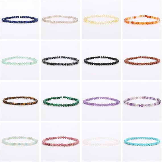 Handmade 4mm Tiny Beads Bracelet – Natural Healing Stone Beads for Yoga, Mala, and Bohemian Stacking – Stretch Bracelet for Men and Women