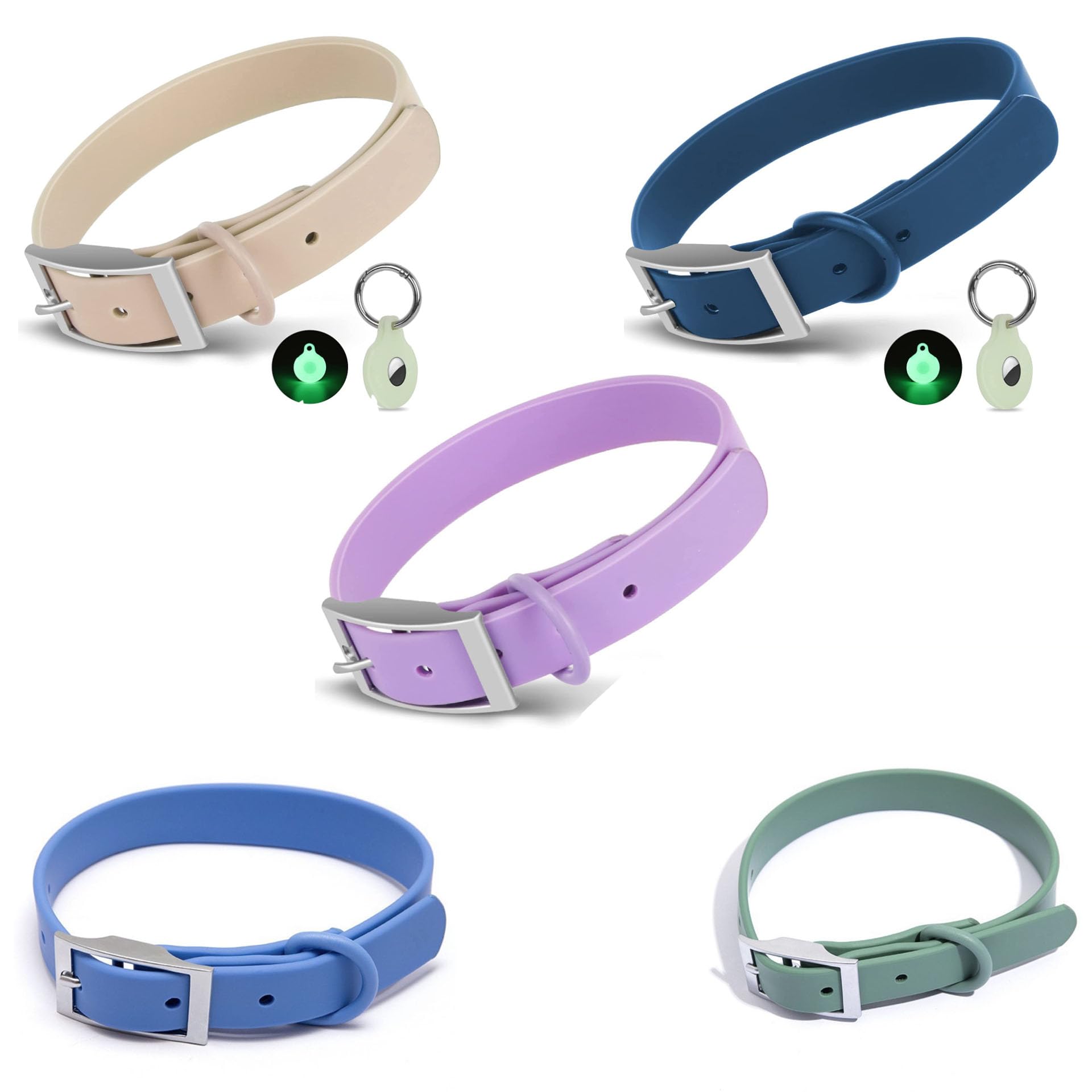 Cosyhome Adjustable Dog Collar with Airtag Holder: Durable Dog Collars, Soft Rubber Coated Webbing