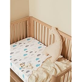 TILLYOU Baby Crib Sheets for Boys Girls, Super Soft Toddler Bed Sheets, 2 Pack Sheets for Standard Crib Mattress 28x52in, Blue Clouds and Stars