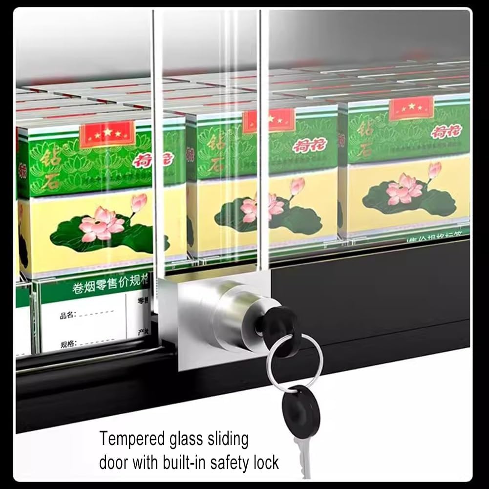 Wall-Mounted Cigarette Display Rack with Lock - Secure Sliding Door Case for 5/10 Packs - Retail Showcase for Enhanced Visibility & Security in Stores