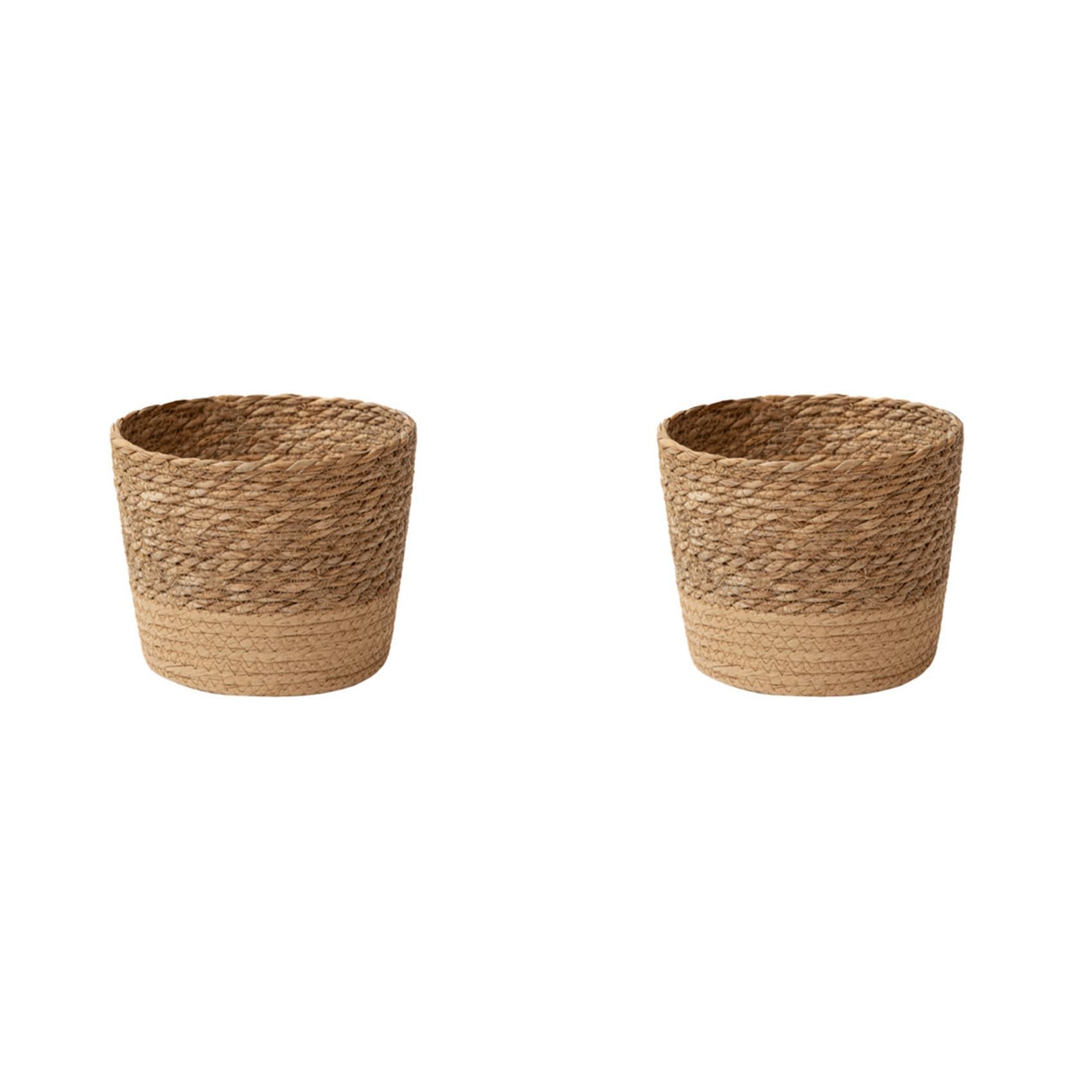 Jnchdghwa 2X Straw Weaving Flower Plant Pot Wicker Basket Rattan Flowerpot Storage Basket Handmade Woven Planter Basket S
