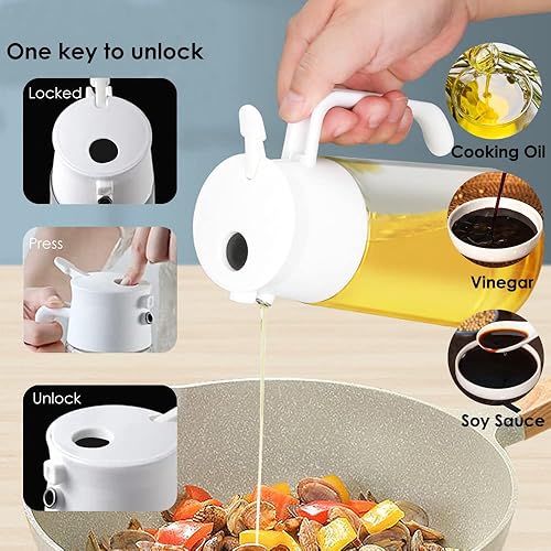 Miniatura 6 de TINMIX Pulverizador de aceite para cocinar, dispensador de aceite de vidrio 2 en 1 y botella rociadora de aceite de oliva para cocina, freír,