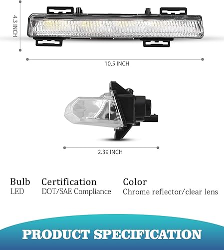 Miniatura 5 de AUTOWIKI 1 par de luces LED de circulación diurna izquierda derecha DRL lámpara antiniebla compatible con Mercedes Benz W204 W212 Clase C Clase E