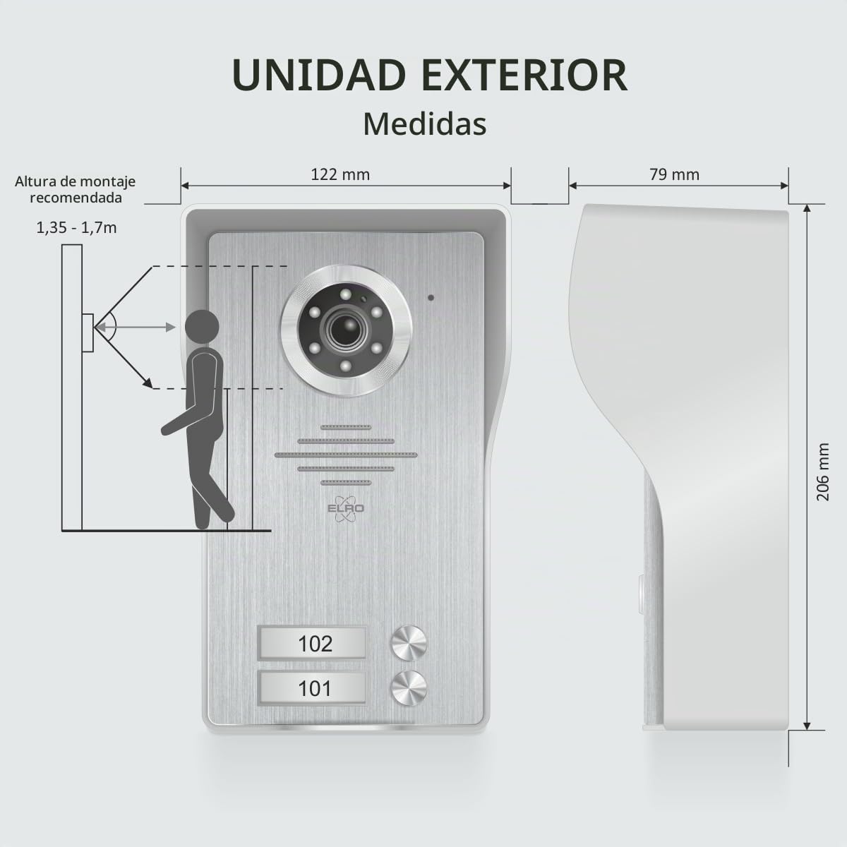 ELRO DV4000IP-2 Kit de Videoportero IP WiFi │ 2 Apartamentos │ Cámara 1080P Full HD con visión Nocturna │ Cable de 4 Hilos │ 16 Tonos de Llamada